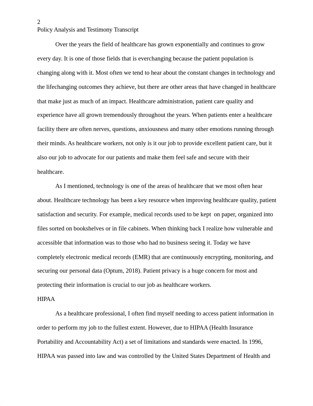 Final Project Two FINAL IHP 501 Testimony transcript.docx_dx5q9ym66s1_page2