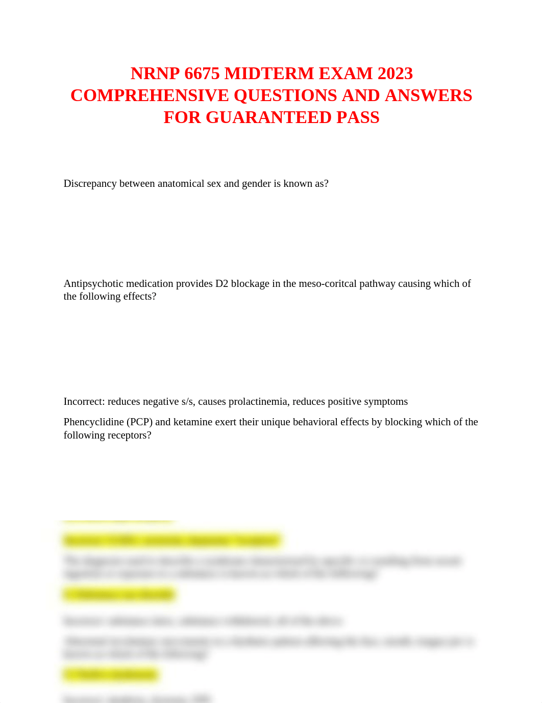 NRNP 6675 MIDTERM EXAM 2023 COMPREHENSIVE QUESTIONS AND ANSWERS FOR GUARANTEED PASS-1.pdf_dx5yl4x9j7m_page1