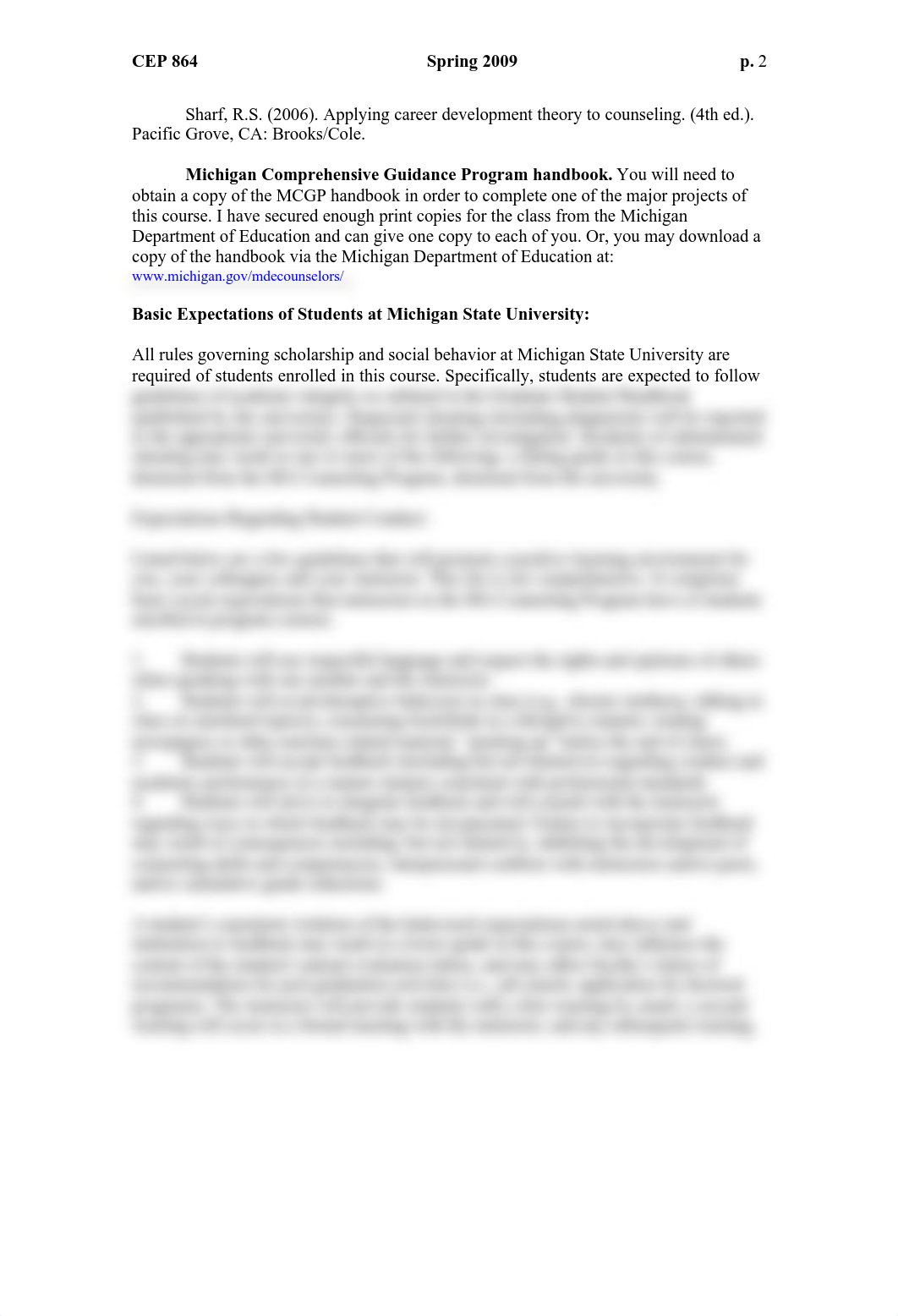 San Angelo - Career Counseling Syllabus - CEP 864 Syllabus Spring 2009 - REVISED.pdf_dx698044grn_page2