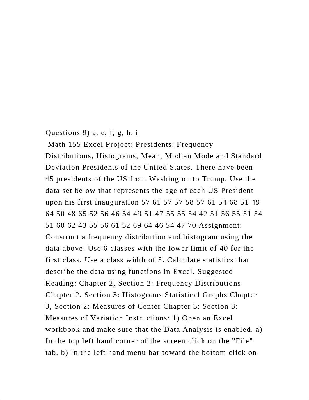 Questions 9) a, e, f, g, h, i Math 155 Excel Project.docx_dx6wzcp9plt_page2