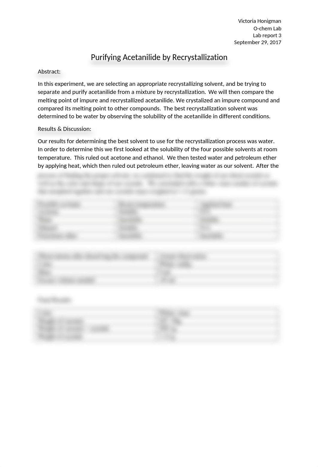 Purifying Acetanilide by Recrystallization Lab report 3.docx_dx7awodhaiw_page1