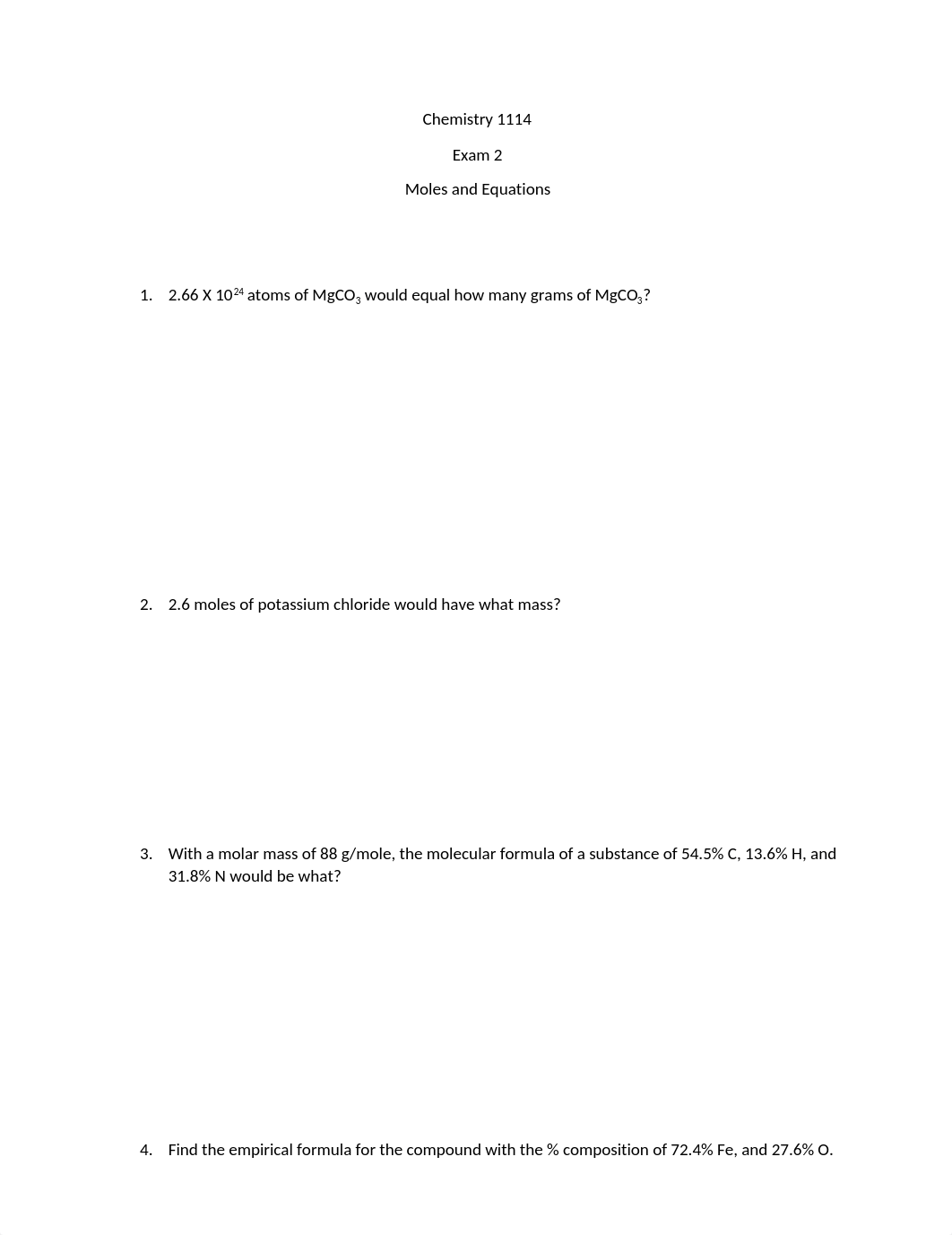 Chemistry 1114 Exam 2, Moles and equations.docx_dx7jp86s7mk_page1