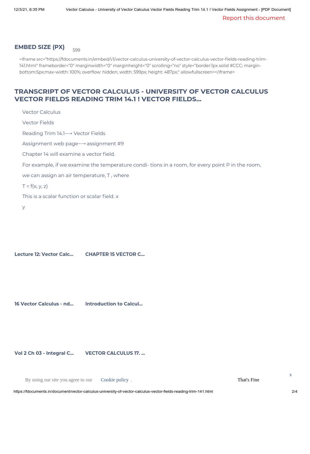 Vector Calculus - University of Vector Calculus Vector Fields Reading Trim 14.1 ! Vector Fields Assi_dx7lw86hacx_page2