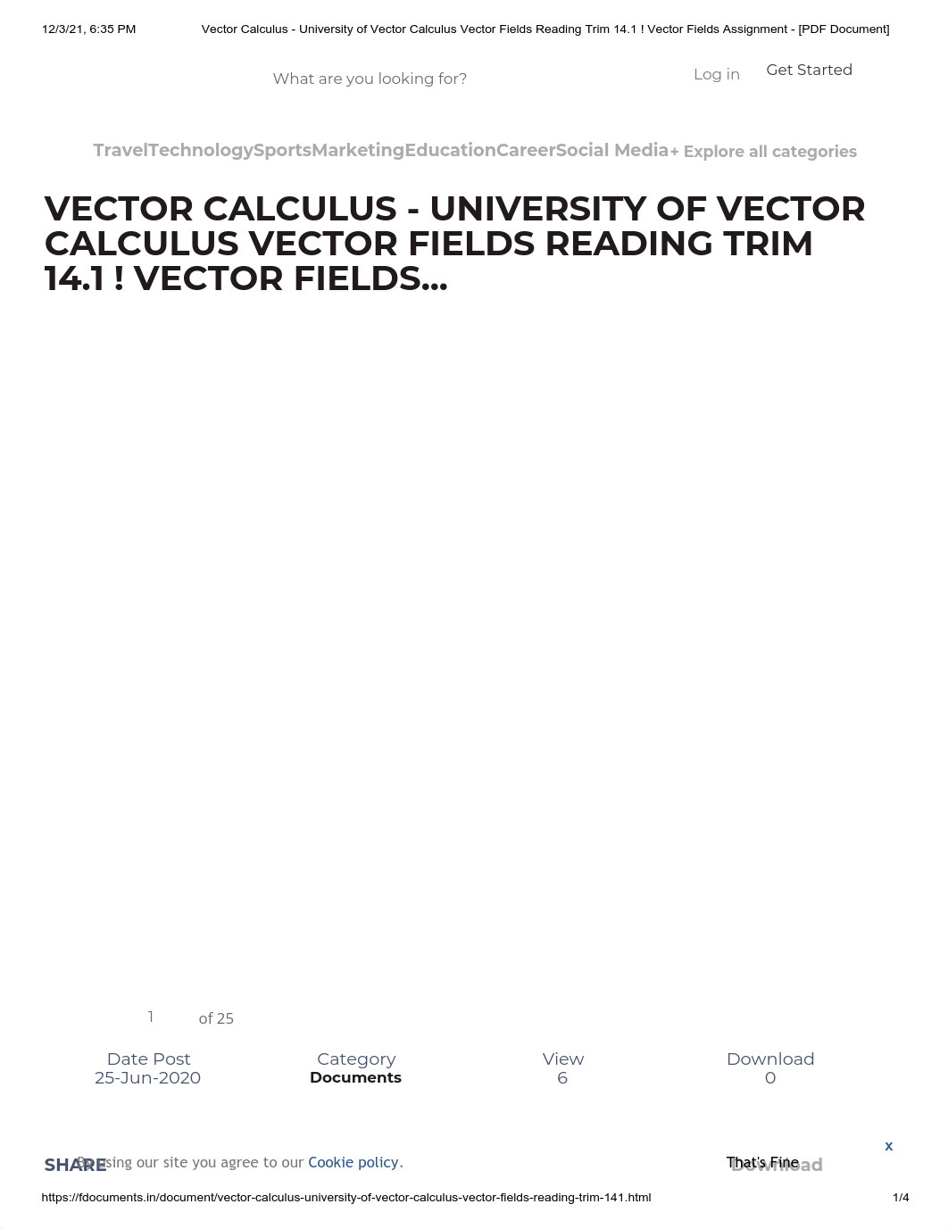 Vector Calculus - University of Vector Calculus Vector Fields Reading Trim 14.1 ! Vector Fields Assi_dx7lw86hacx_page1