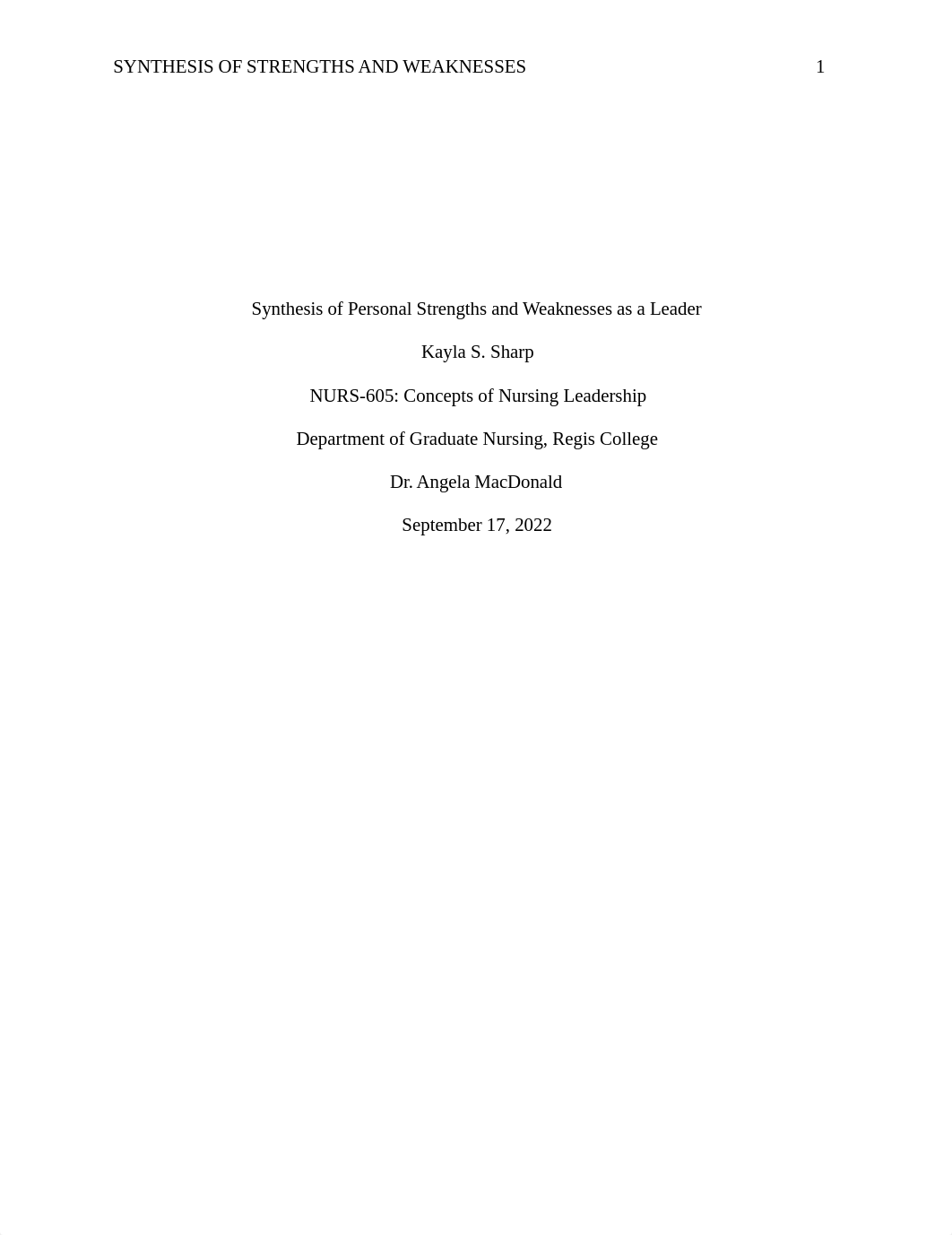 Synthesis of Personal Strengths and Weaknesses as a Leader - Paper.docx_dx89hdfz2om_page1