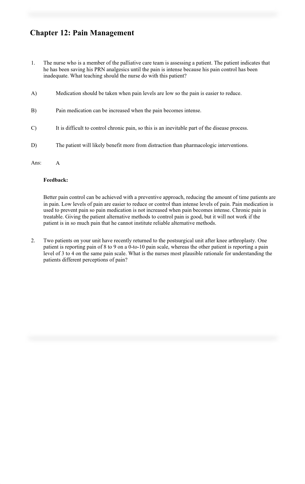 Chapter 12 Test Bank Medical Surgical Nursing 14th Edition PAIN MANAGEMENT.pdf_dx8q3t3cs5q_page2