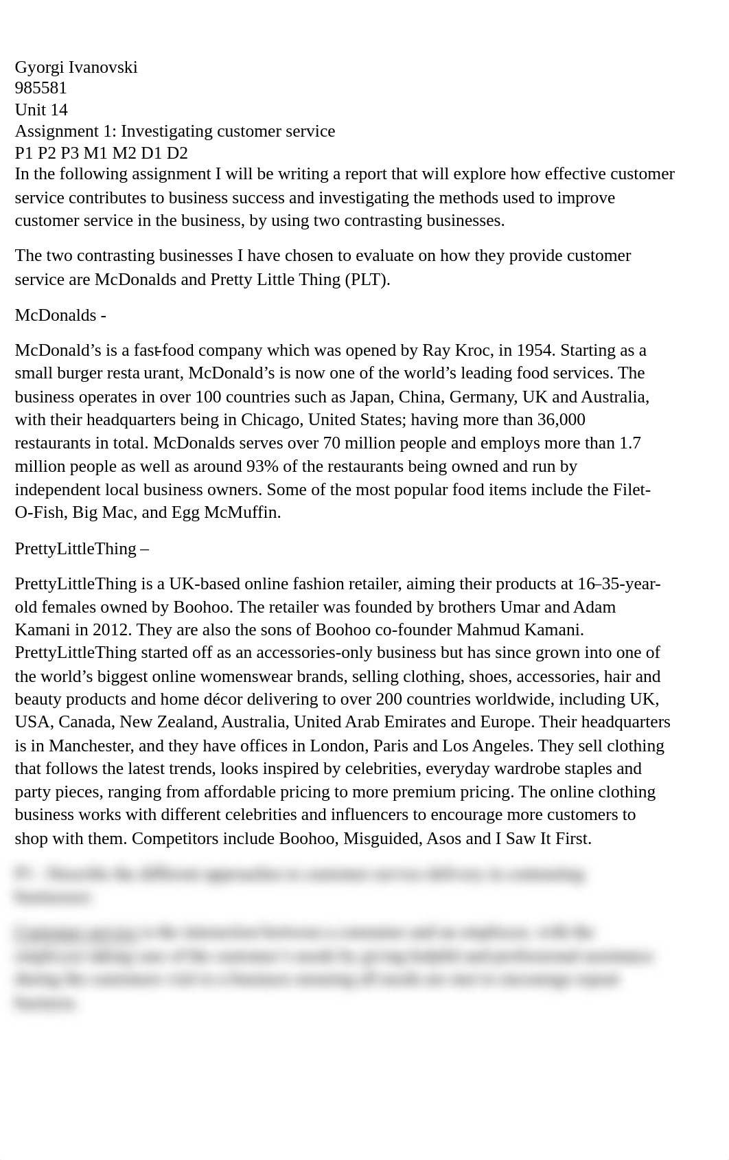 Unit 14 investigating customer service assignment 1 Gyorgi Ivanovski.pdf_dx8qb70jvg7_page1