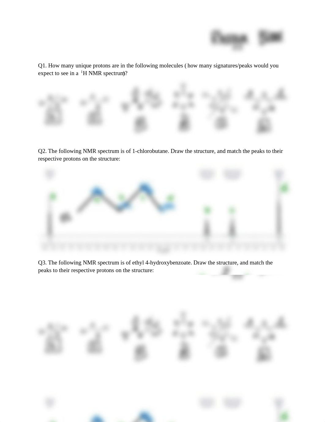 CHEM 2470 1H NMR Worksheet Copy Rhegyn Blood.pdf_dx8sz1x1qs7_page1