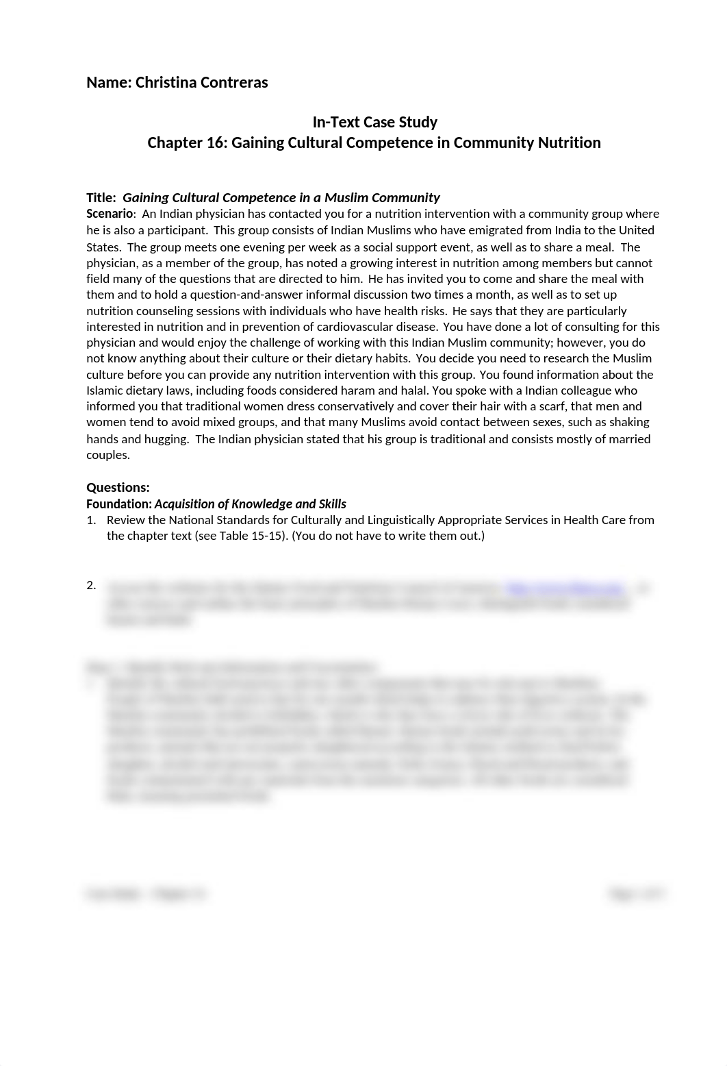 Case study - Gaining Cultural Competence in a Muslim Community _ Christina Contreras.doc_dx8us8i1jxx_page1