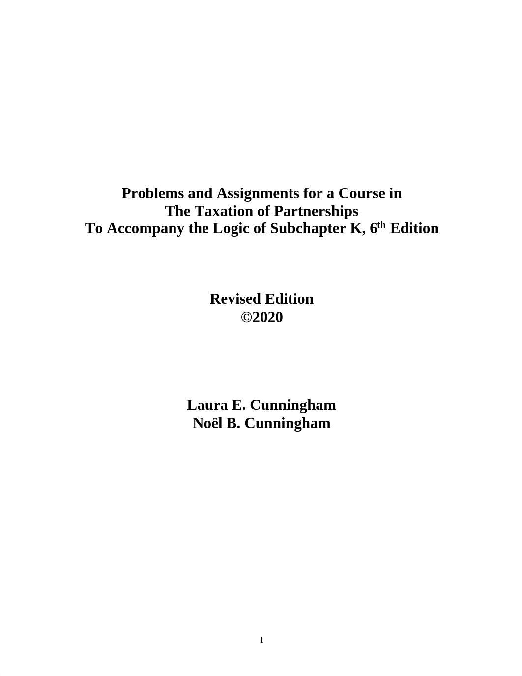 Problems and Assignments for a Course in The Taxation of Partnerships To Accompany the Logic of Subc_dx8yajky9ol_page1