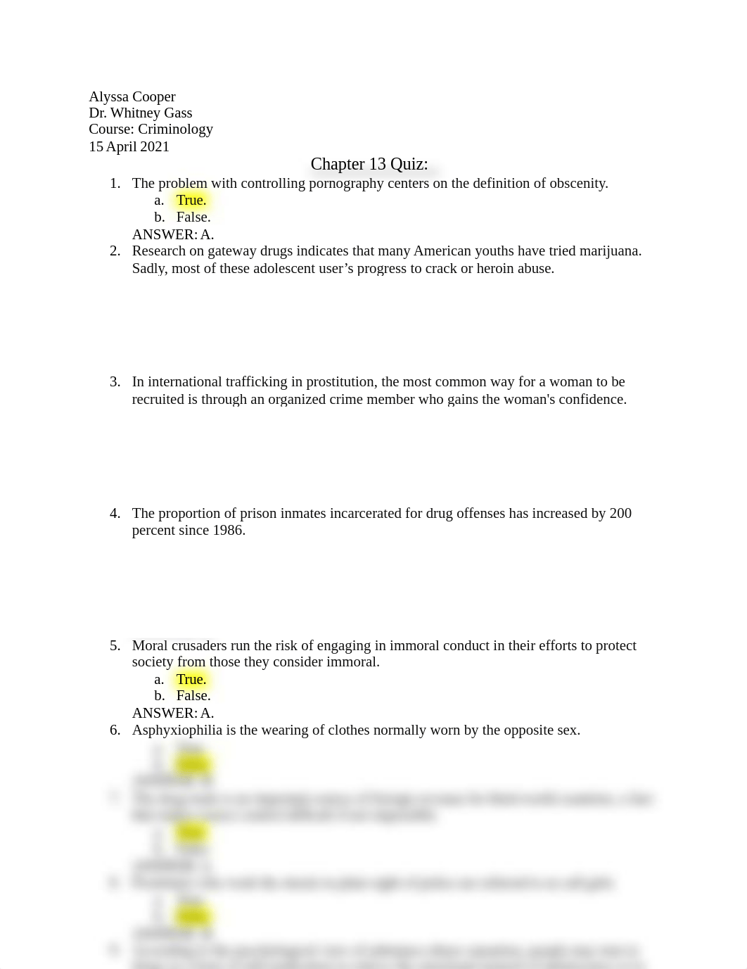 Chapter 13 Quiz - Criminology Dr. Gass.docx_dx9c3dgrc3r_page1