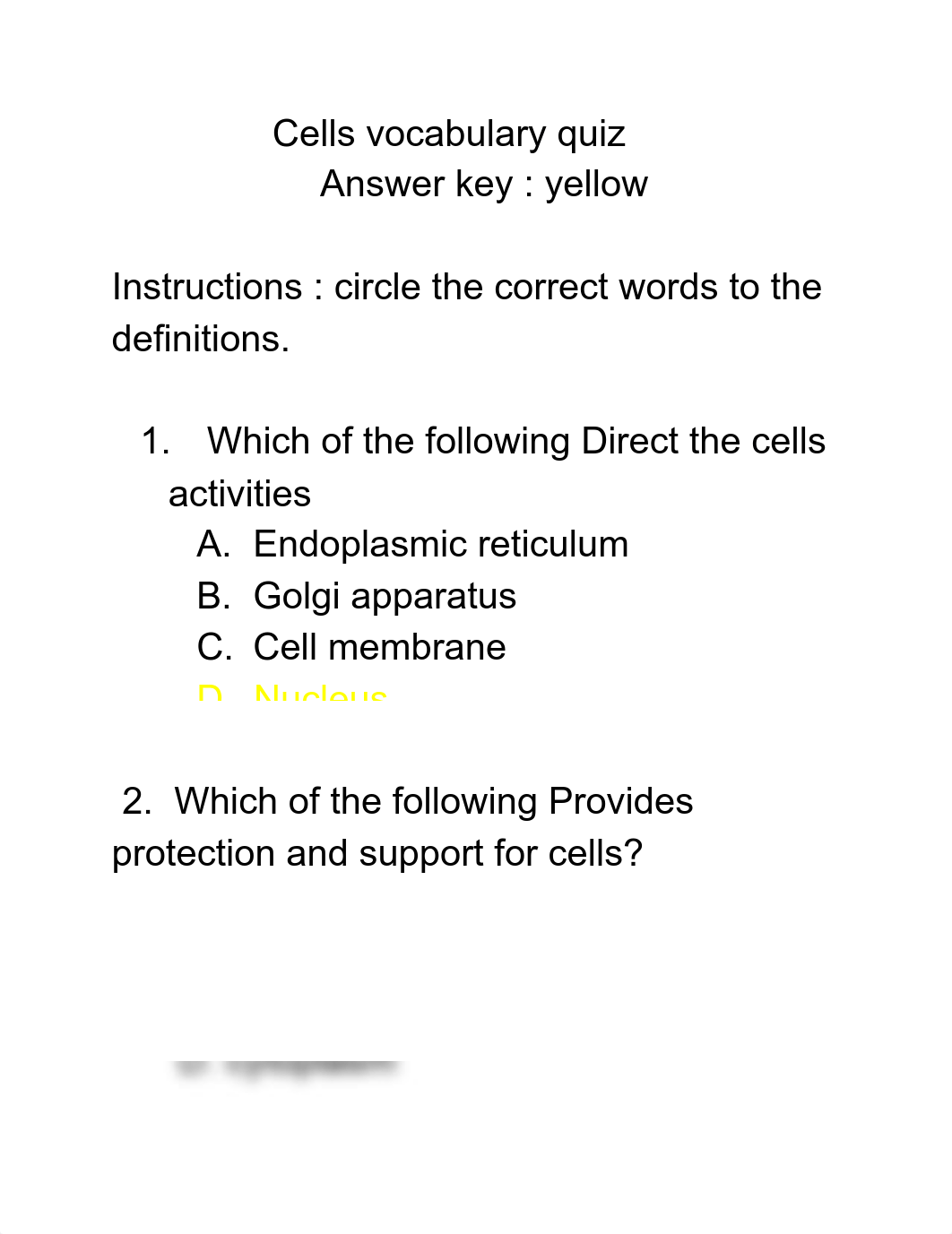 Cells vocabulary quiz Answer key.pdf_dx9vsatylkd_page1