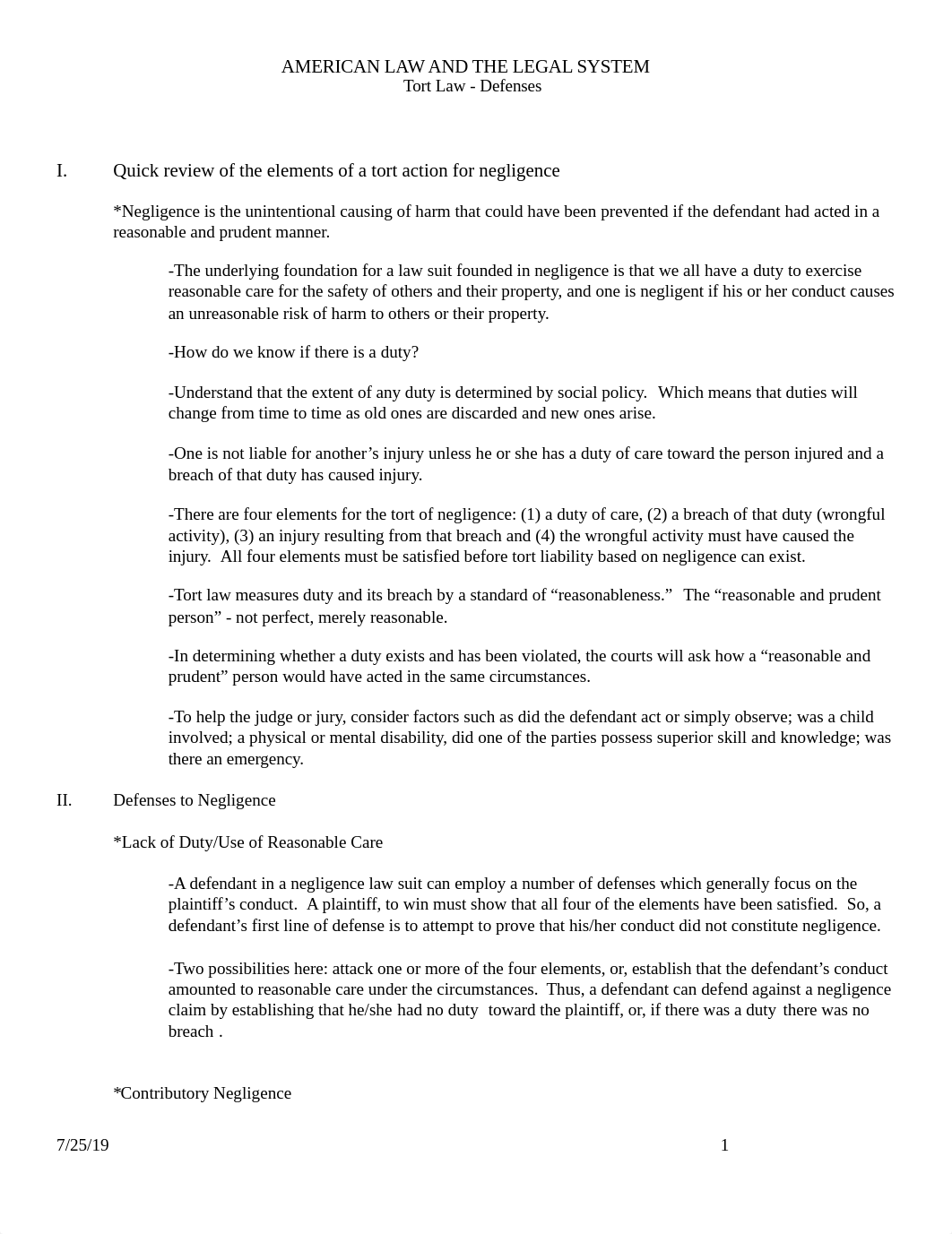 Lecture Notes - Tort Law - Defenses.docx_dxap3g1hxvj_page1