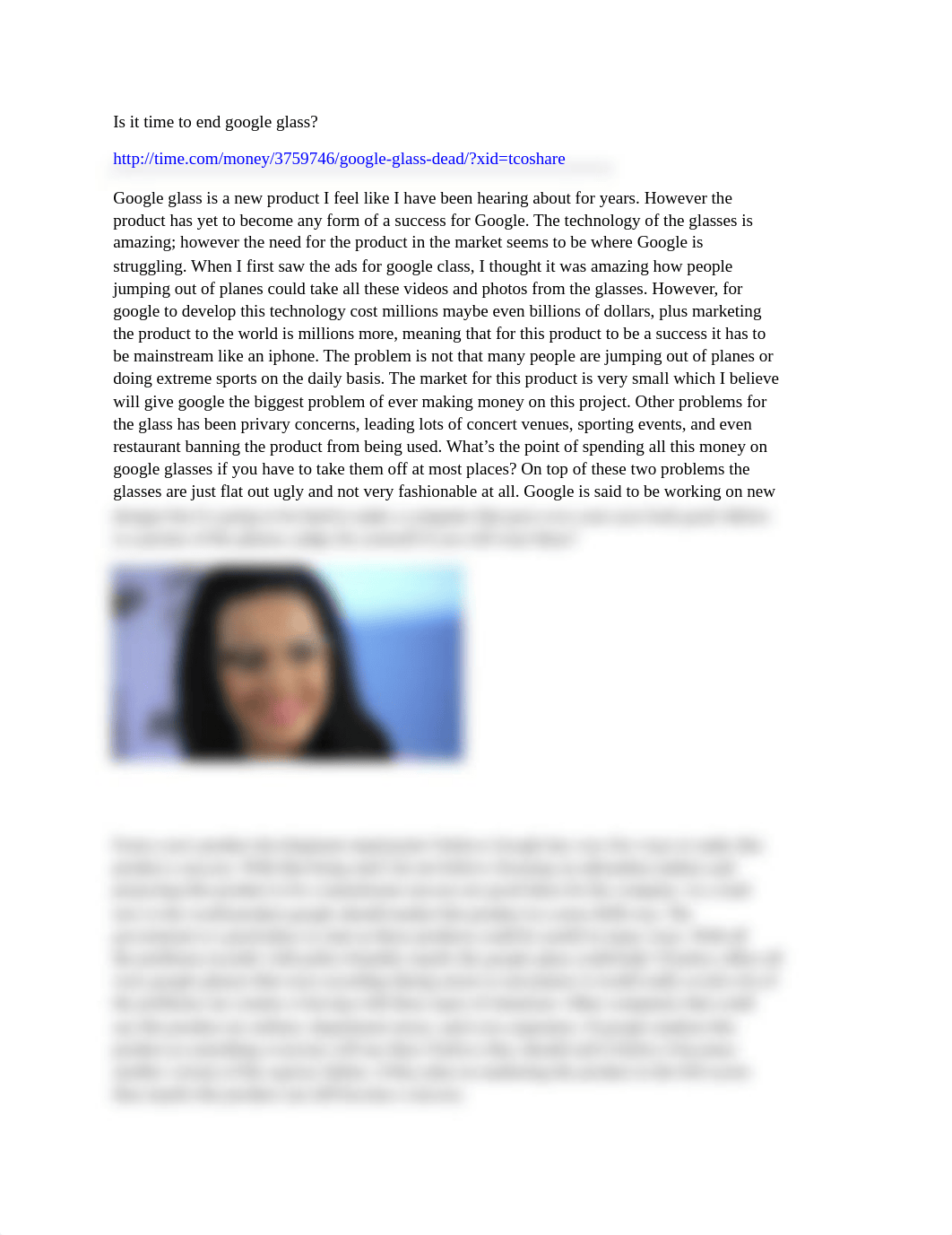 Is it time to end google glasses Blog post assignment 1_dxarbh2418h_page1