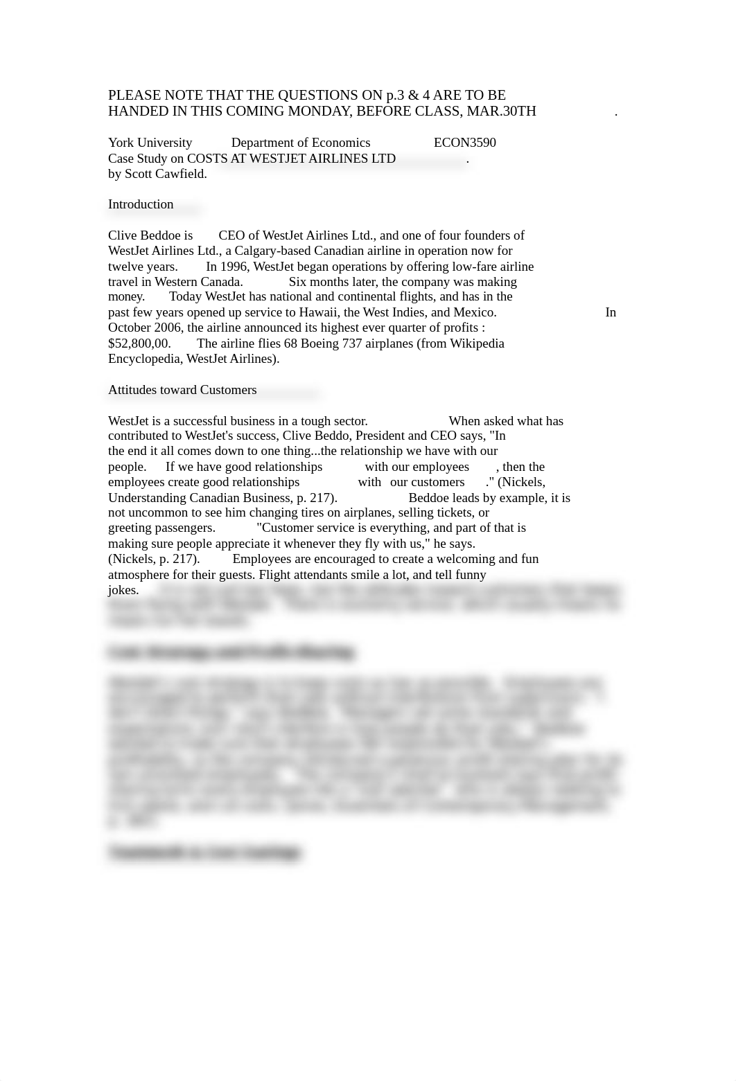 YU ECON3590 CASE STUDY ON COSTS AT  WESTJET AIRLINES LTD. Mar.09_dxb8y36eaih_page1