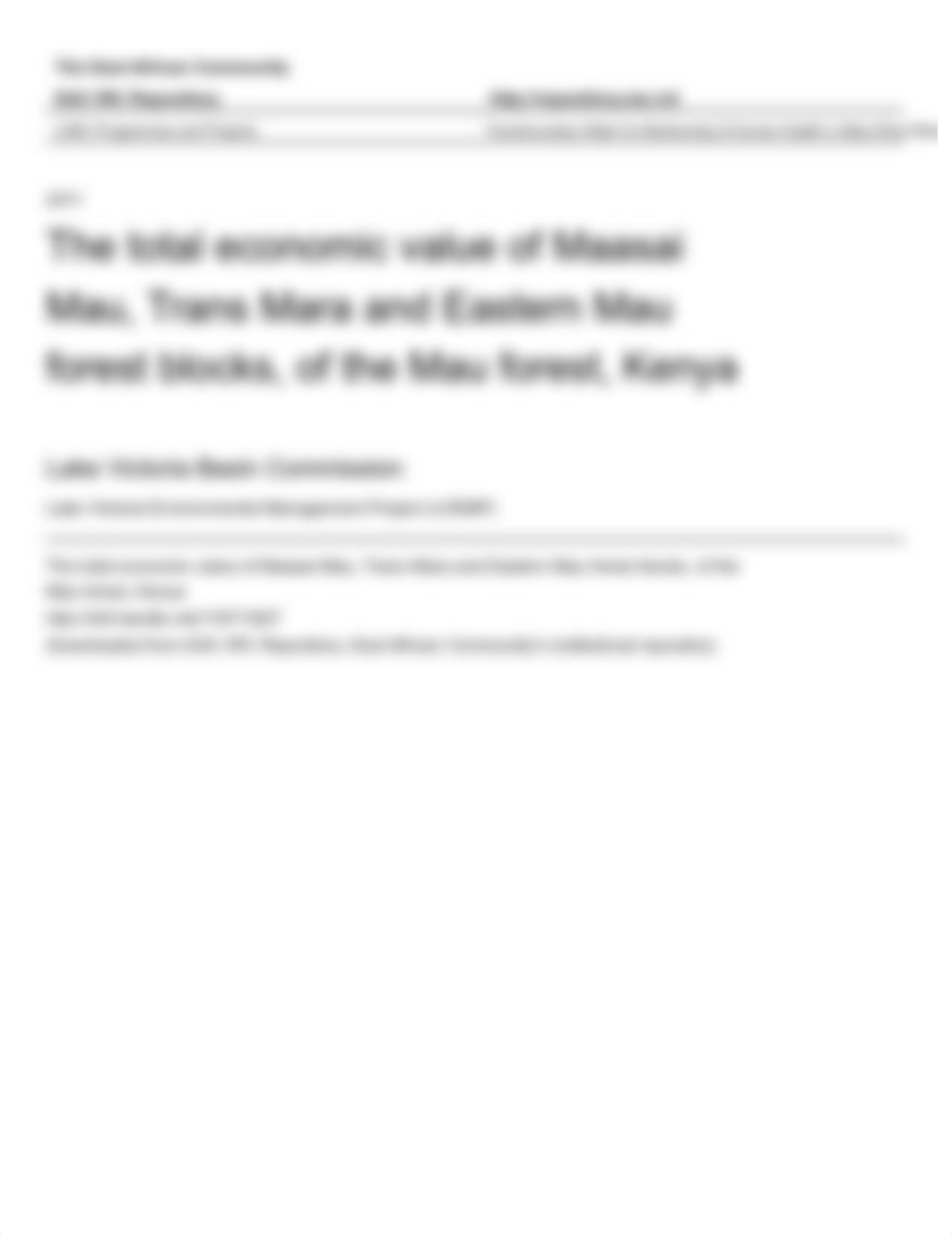 Total Economic Value of Maasai Mau, Trans Mara and Eastern Mau Forest Blocks, of the Mau Forest, Ken_dxbpjqo2mxg_page1