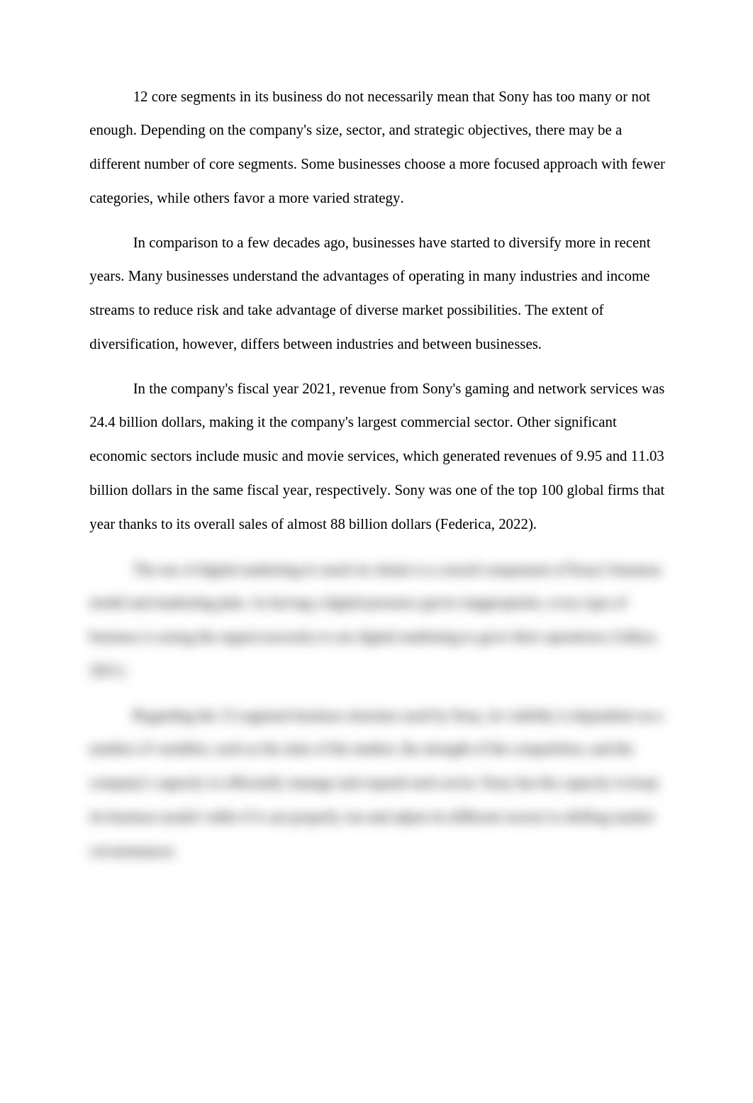 12 core segments in its business do not necessarily mean that Sony has too many or not enough.docx_dxc4o4u16c4_page1