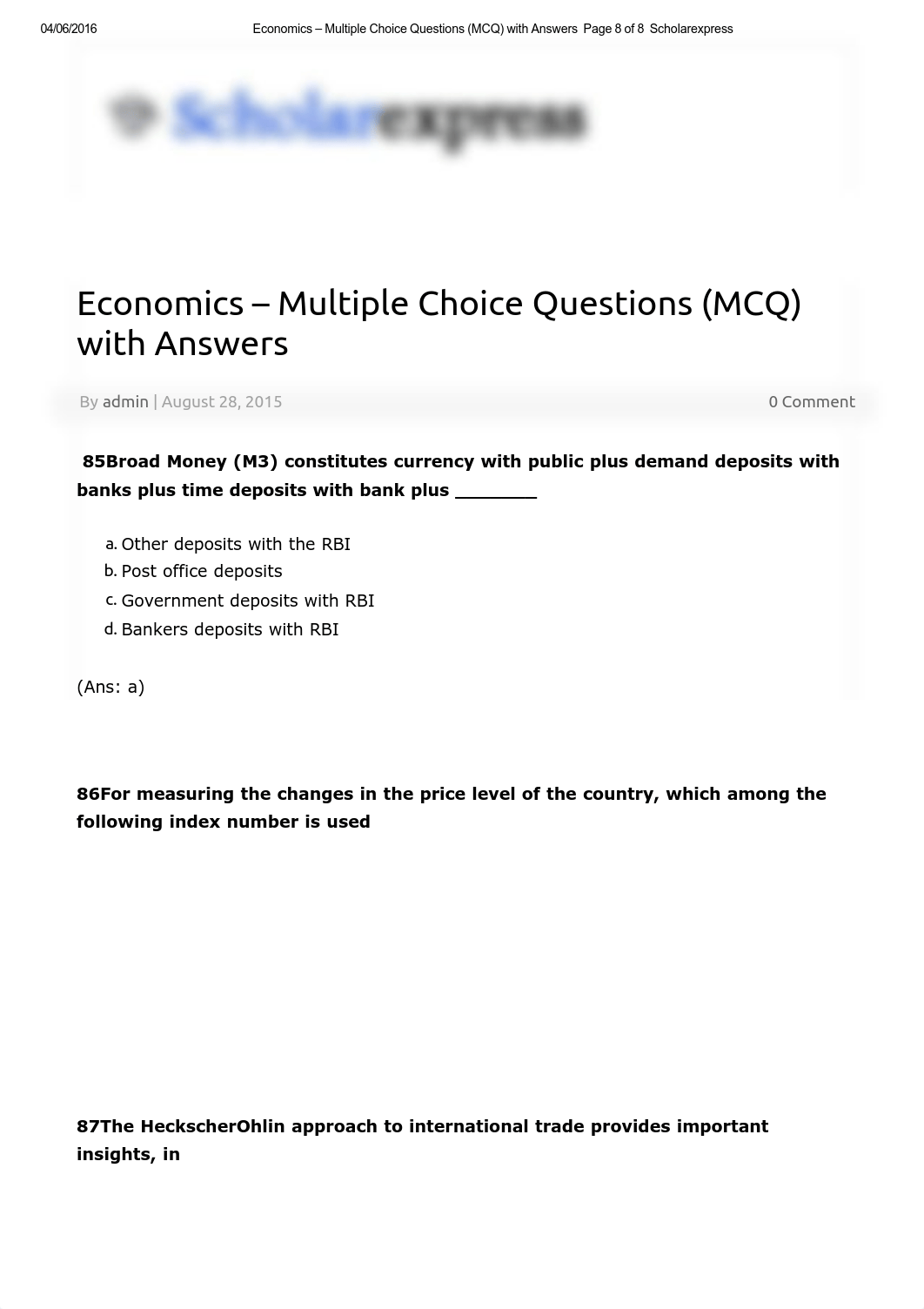 Economics - Multiple Choice Questions (MCQ) with Answers - Page 8 of 8 - Scholarexpress_dxc725ifdvi_page1