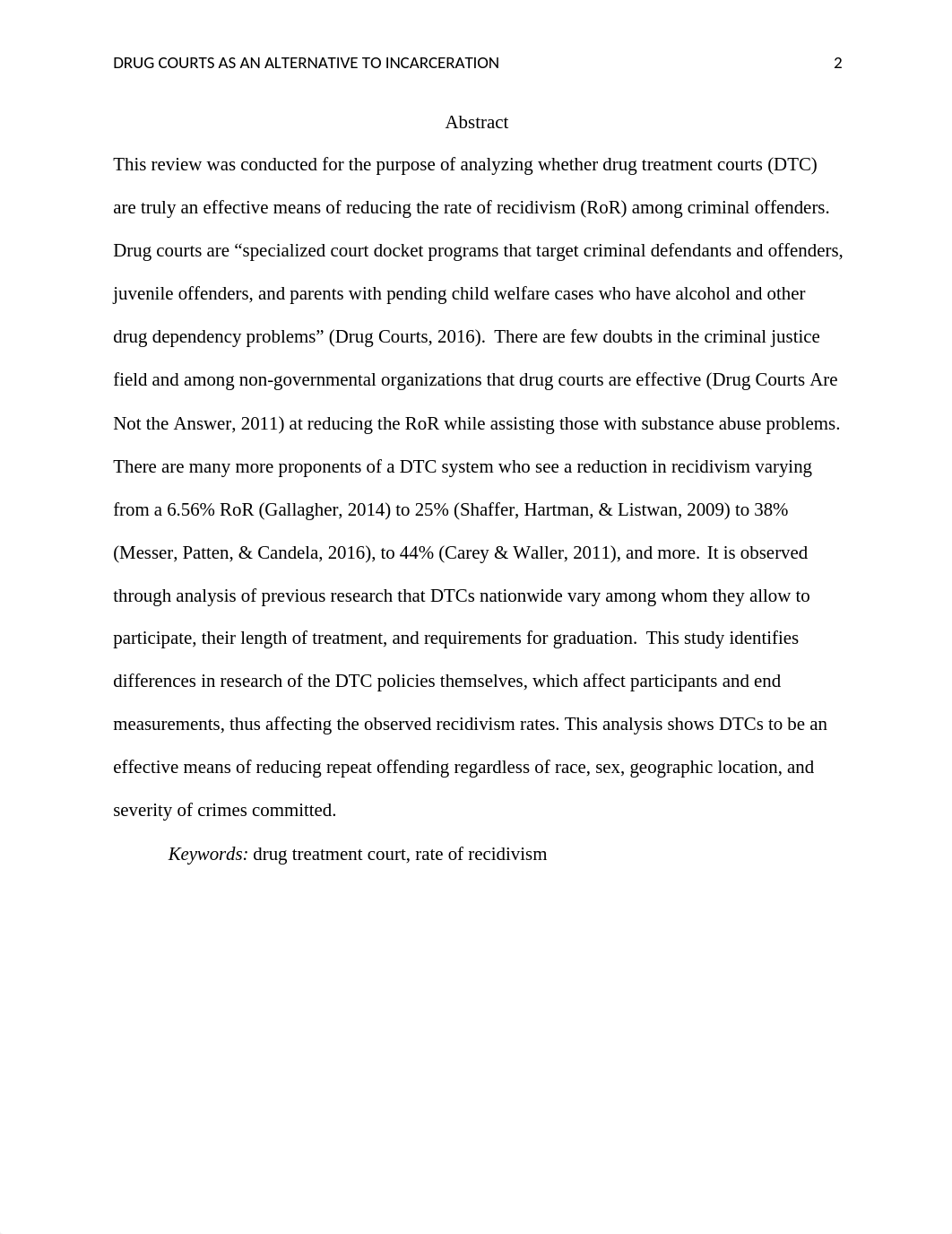 Drug Courts as an Effective Alternative to Incarceration; Recidivism; Literature Review.docx_dxdq9o0ajbx_page2