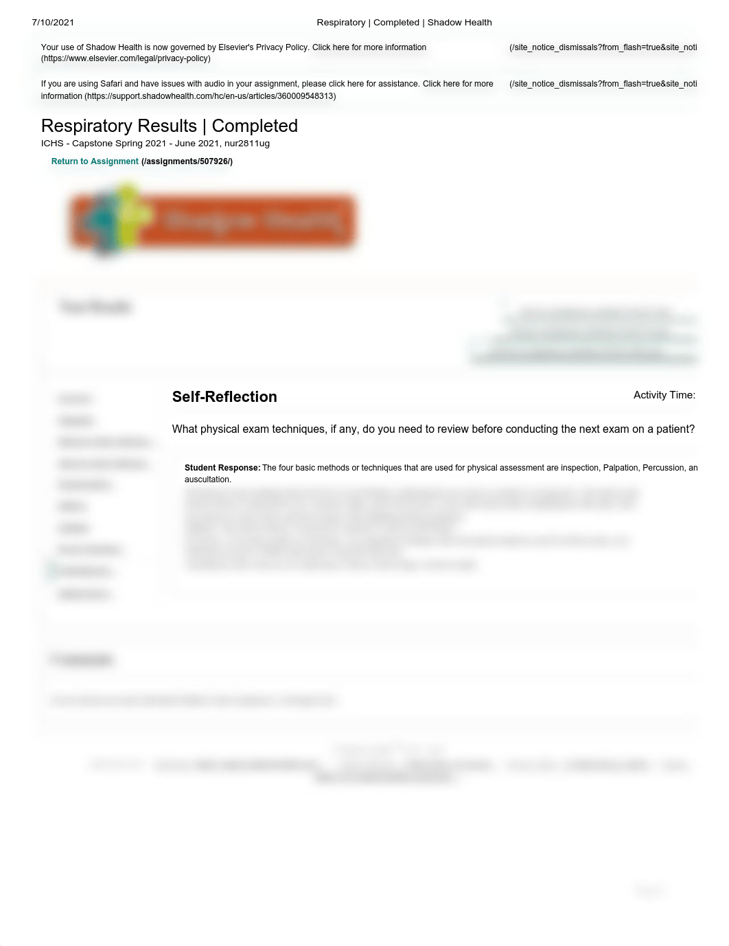 Respiratory _ Completed _ Shadow Health - Self Reflection.pdf_dxemb8vn3du_page1