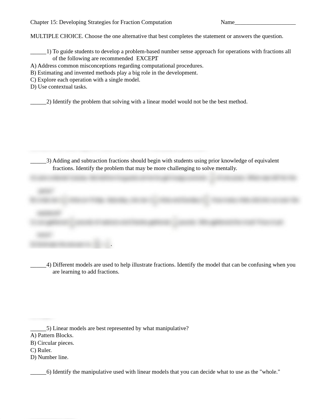 Text-Elem. & Middle Sch. Math-Teaching Developmentally-Ch 15 Quiz and KEY-Developing Fraction Operat_dxeni1rw3w3_page1