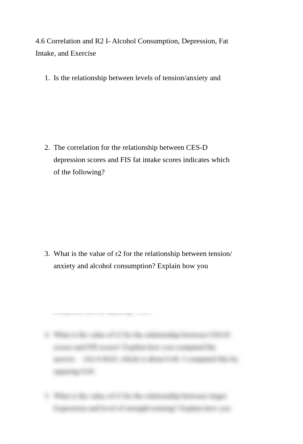 MED8804 4.6 Correlation and R2 I Alcohol Consumption, Depression, Fat Intake, and Exercise .pdf_dxf7dz54oc5_page1