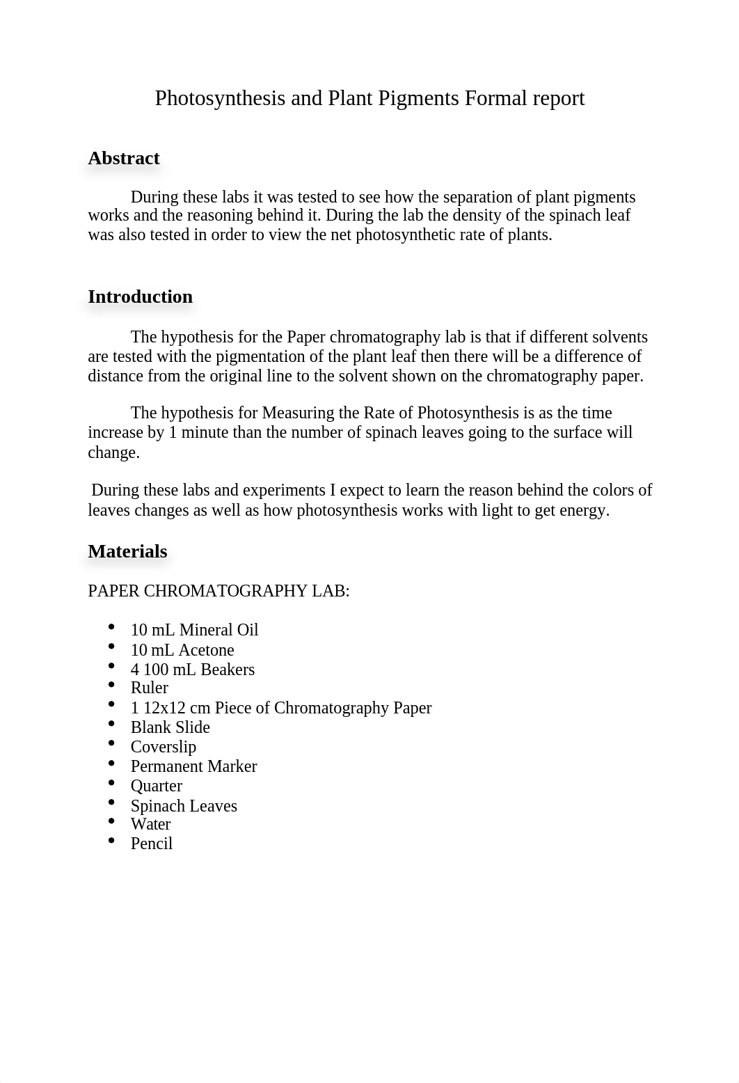 BIO111 Photosynthesis and Plant Pigments Formal report.docx_dxf9332j2aq_page1