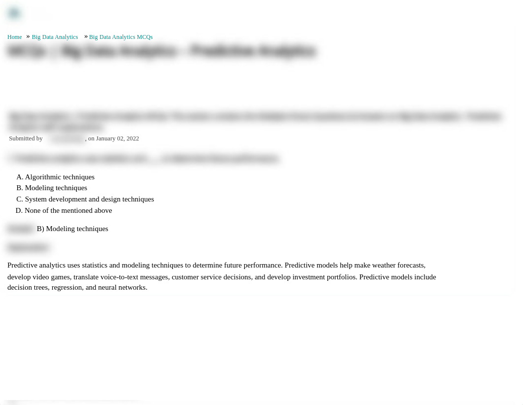 MCQs _ Big Data Analytics - Predictive Analytics.pdf_dxgigqwwm9s_page1