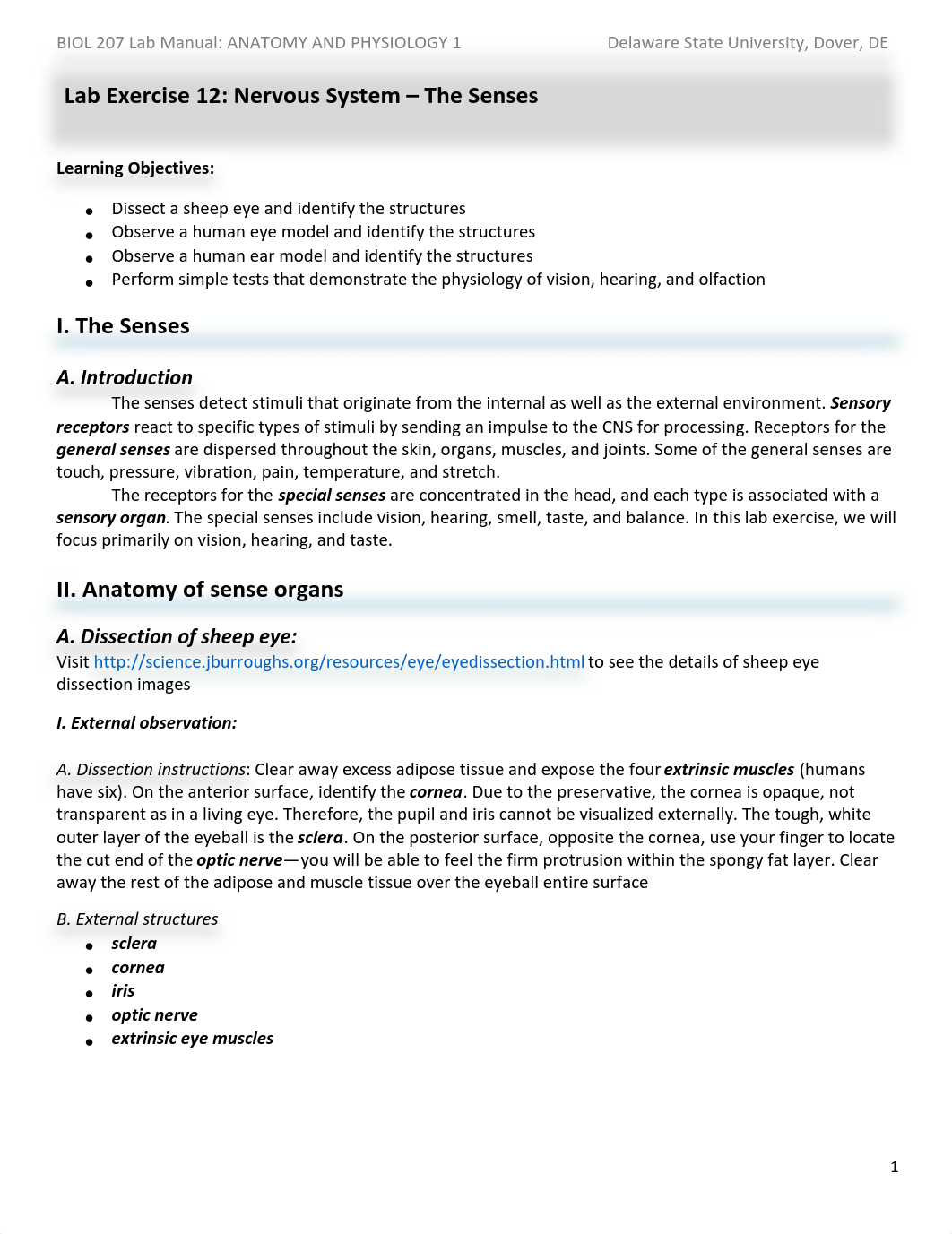 A and P I Lab exercise 12 - Nervous System - The Senses.pdf_dxhc99pl6dk_page1