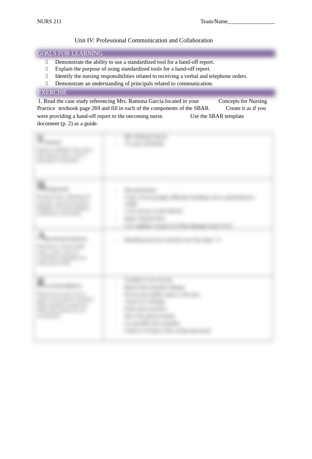 Unit IV Prof communication - Pre Assignment SBAR 2Y In class 2D fall18.docx_dxhf3rl0u54_page1