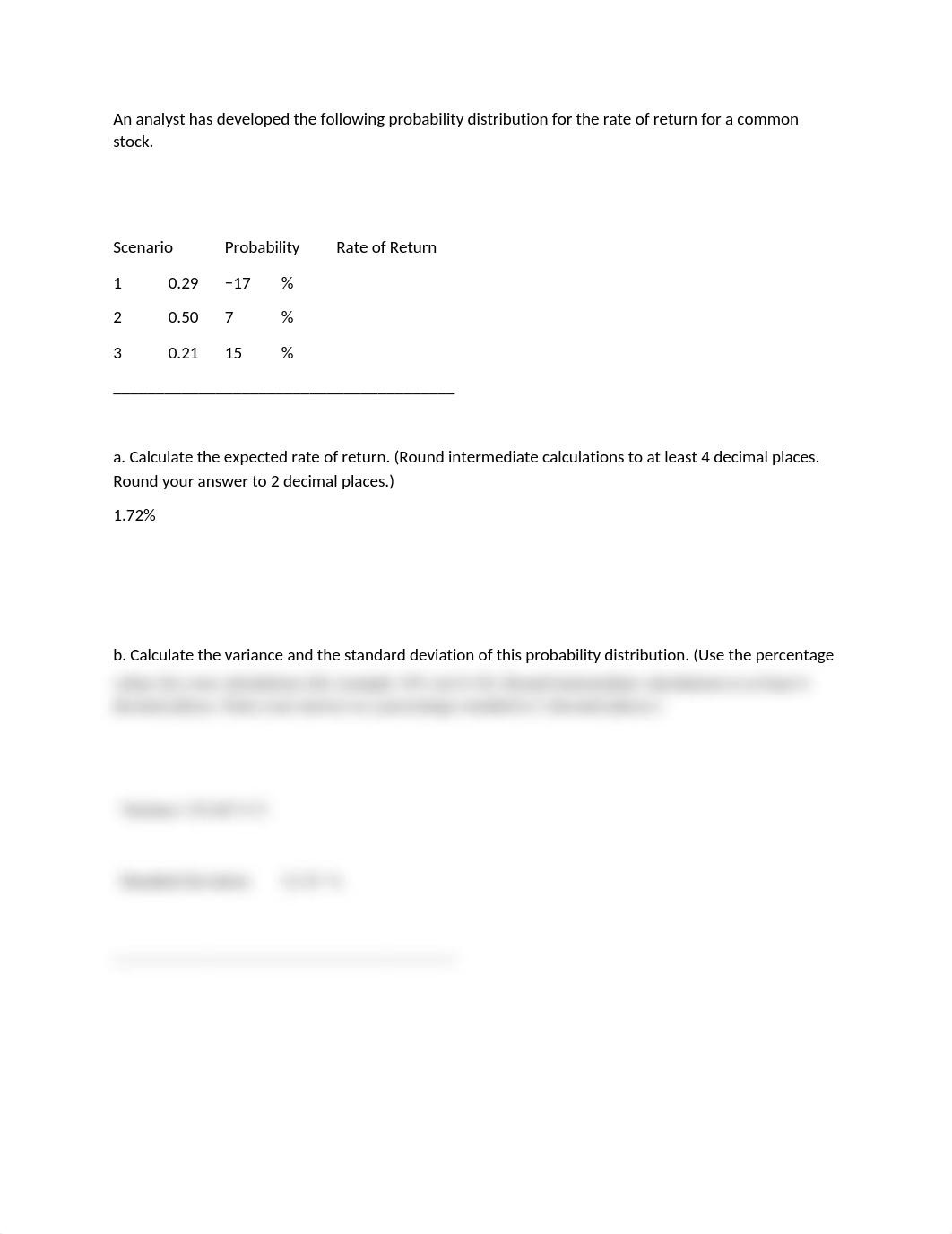 An analyst has developed the following probability distribution for the rate of return for a common_dxhtlxm878a_page1