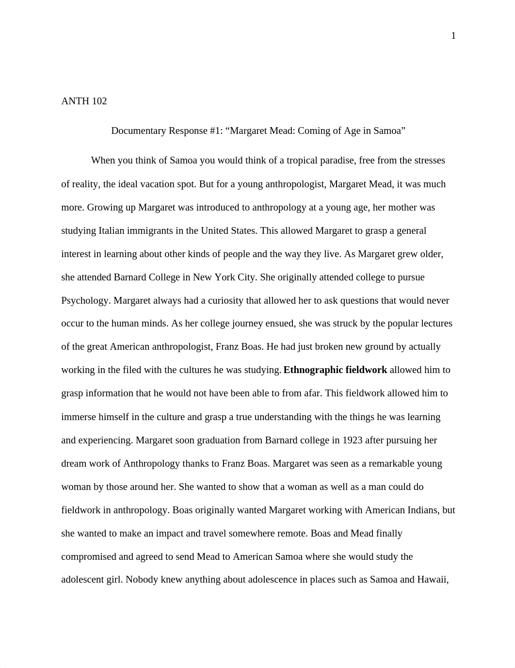 Documentary Response 1 Margaret Mead Coming of Age in Samoa.docx_dxi8w9my743_page1