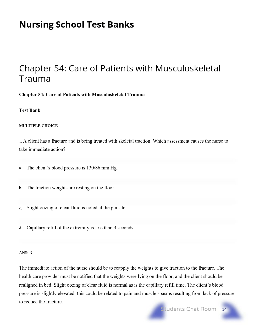 Chapter 54_ Care of Patients with Musculoskeletal Trauma _ Nursing School Test Banks.pdf_dxidh6a5pak_page1