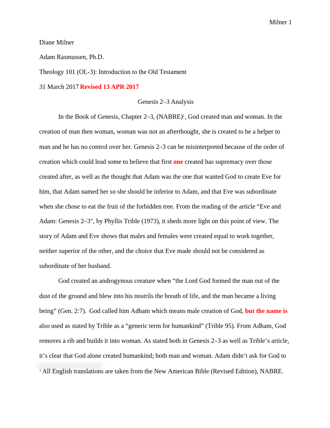 Diane Milner - Essay 1 - Genesis 2-3  (Revision).doc_dxigtp0uazy_page1