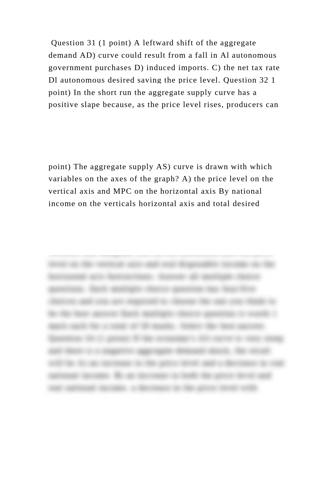 Question 31 (1 point) A leftward shift of the aggregate demand AD) cu.docx_dxila44rba7_page3