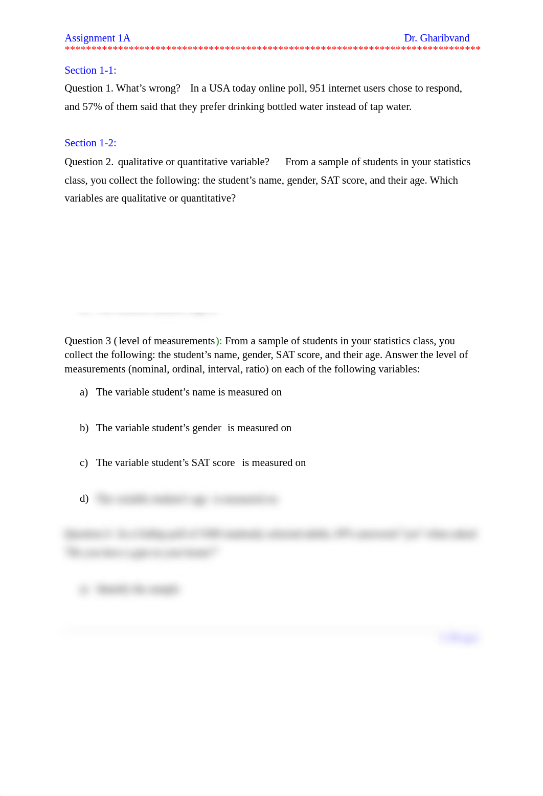 Introduction to Statistics Assignment Part A.docx_dxknm8t53mg_page1