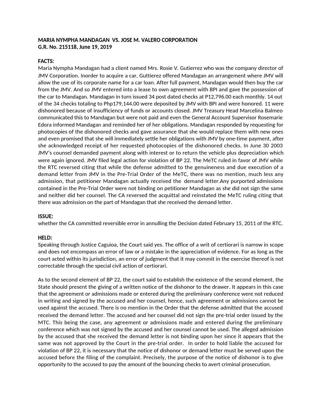 MARIA NYMPHA MANDAGAN VS. JOSE M. VALERO CORPORATION.docx_dxkurl87qsm_page1