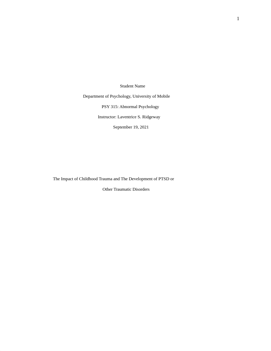 PSY 315 The Impact of Childhood Trauma and The Development of PTSD.docx_dxl2refshnh_page1