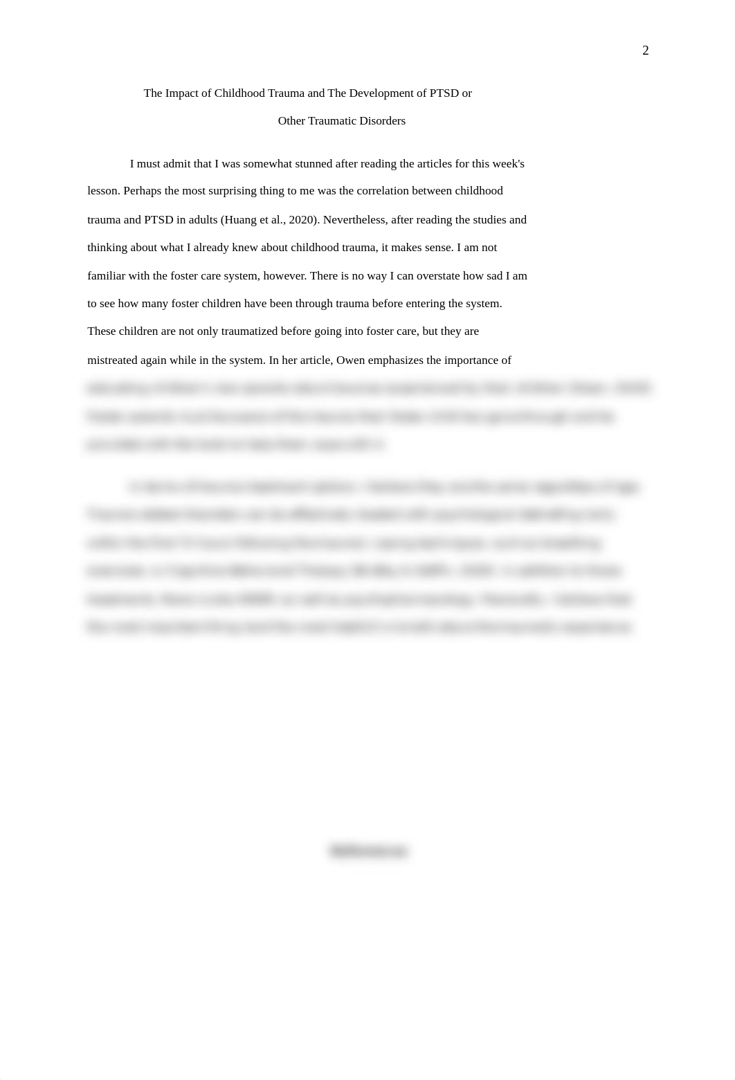 PSY 315 The Impact of Childhood Trauma and The Development of PTSD.docx_dxl2refshnh_page2