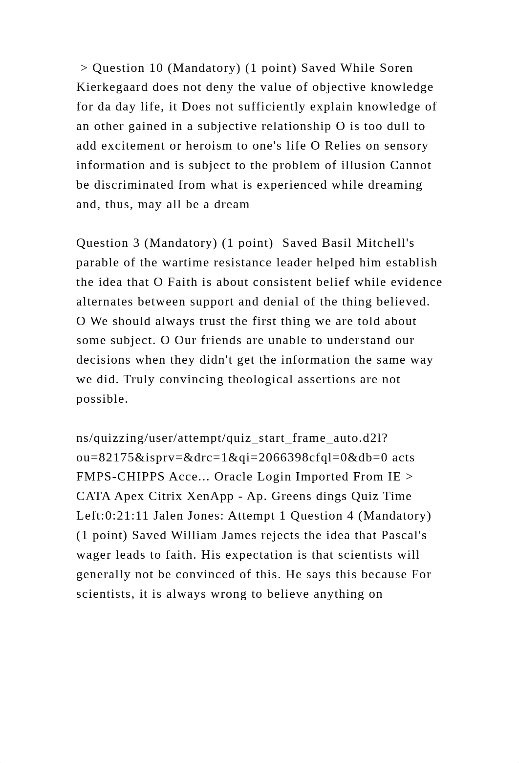 Question 10 (Mandatory) (1 point) Saved While Soren Kierkegaard doe.docx_dxlbj222y3h_page2