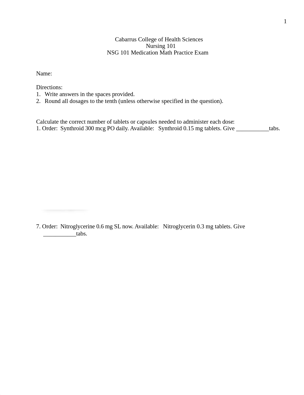 NSG 101 Medication Math Practice Exam  (2).docx_dxldw6fbt6a_page1