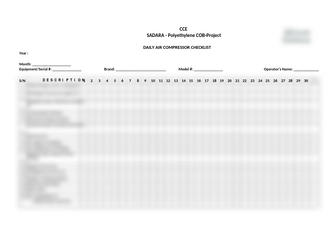 Air Compressor Daily Checklist.xlsx_dxm70kveole_page1