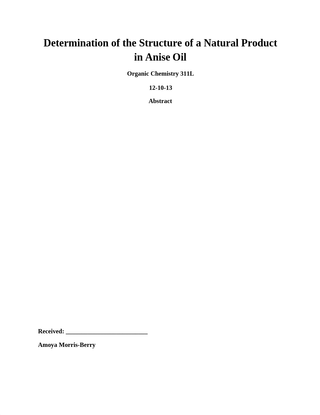 Determination of the Structure of a Natural Product in Anise Oil_dxms89ifi41_page1