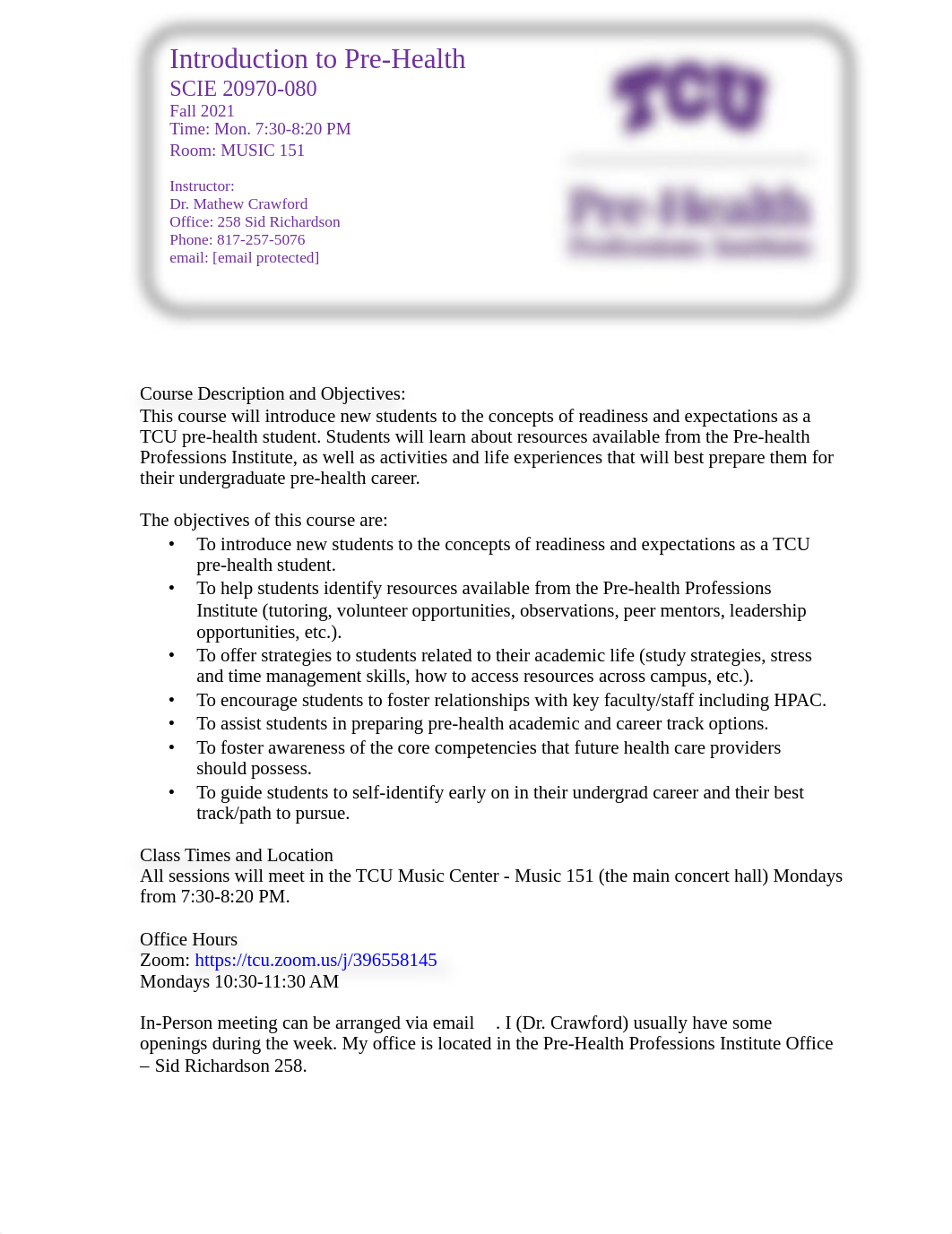 Intro to Pre-Health Syllabus SCIE 20970-080 Aug 2021.pdf_dxob4wdn0md_page1