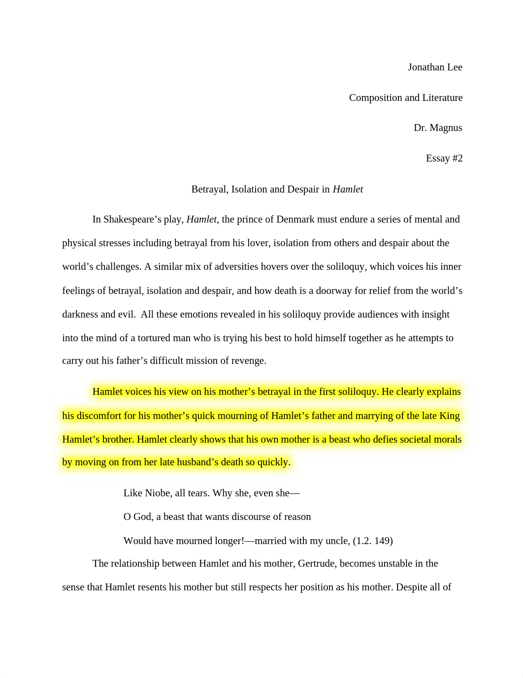 Hamlet essay on Betrayal, Despair and Isolation.docx_dxojf87j5af_page1