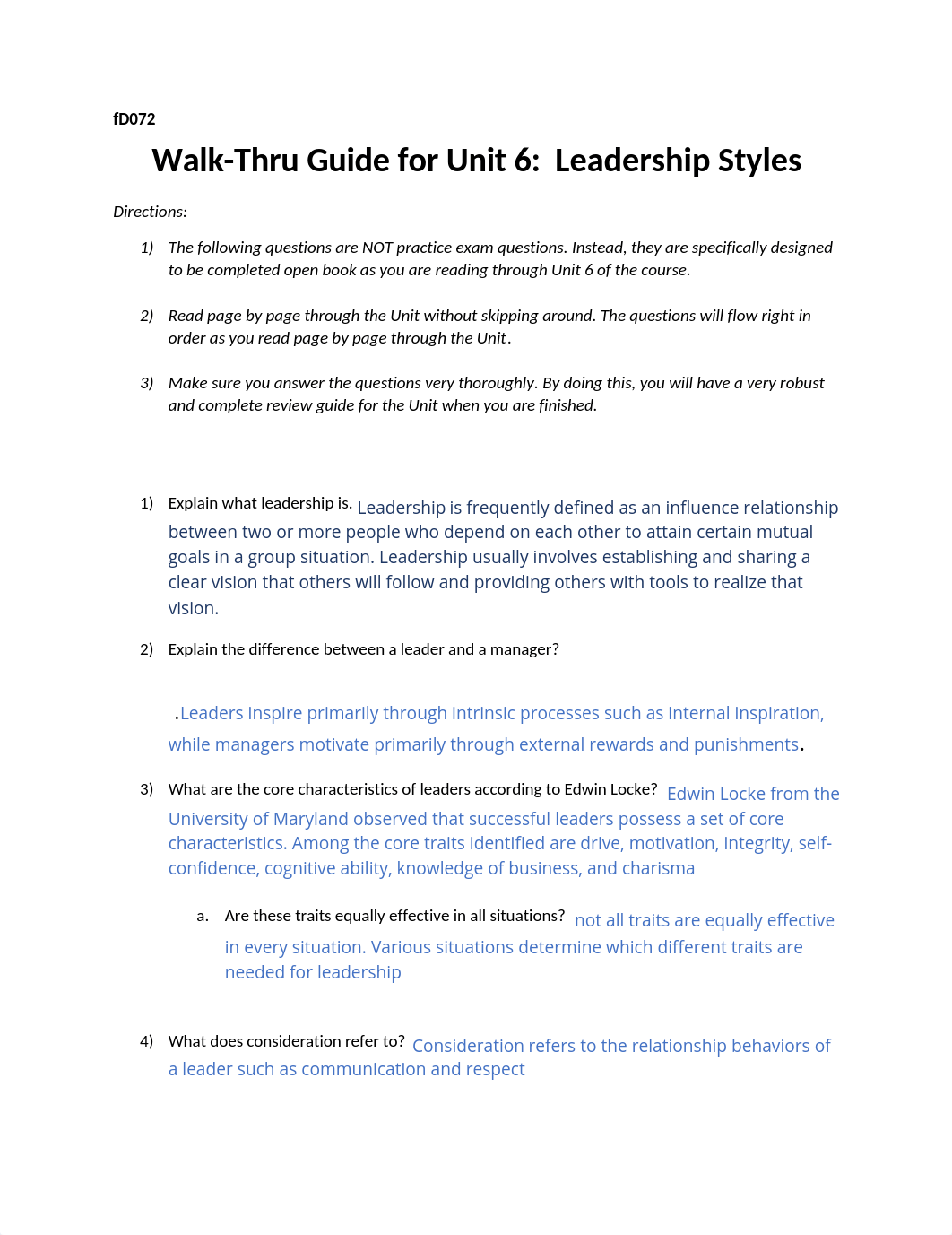 D072 Unit 6 Walk-Thru Guide - Leadership Styles success in business.docx_dxonxpma8jn_page1