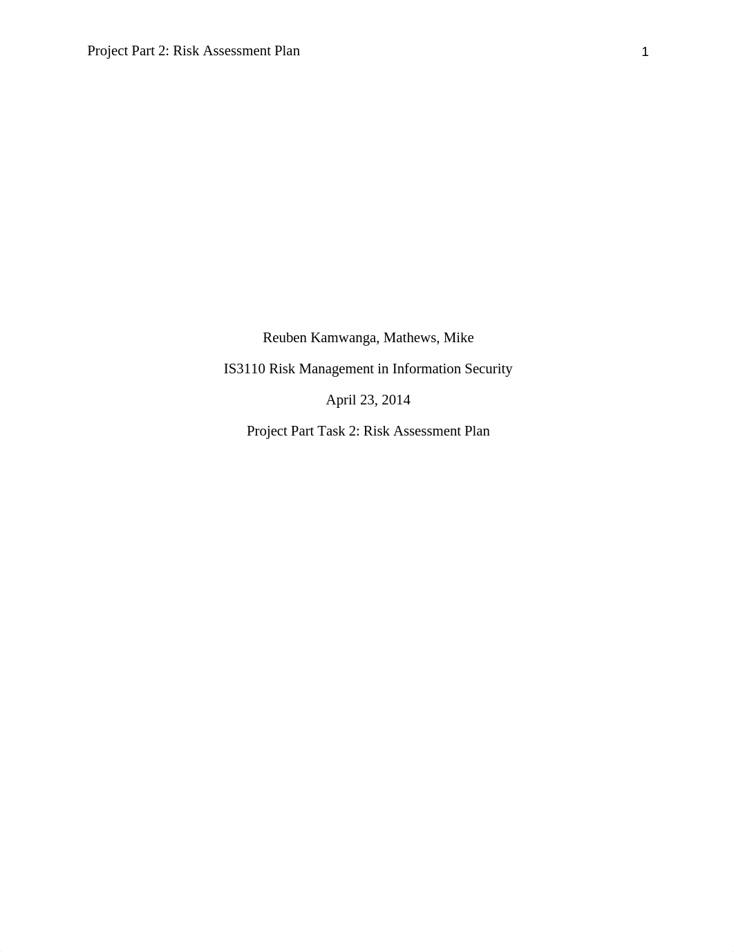 Project Part 1 Task 2 Risk Assessment Plan_dxony32aegk_page1