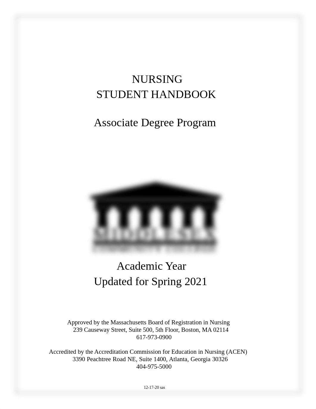 Nursing Student Handbook Spring 21.pdf_dxpkrplpytk_page1