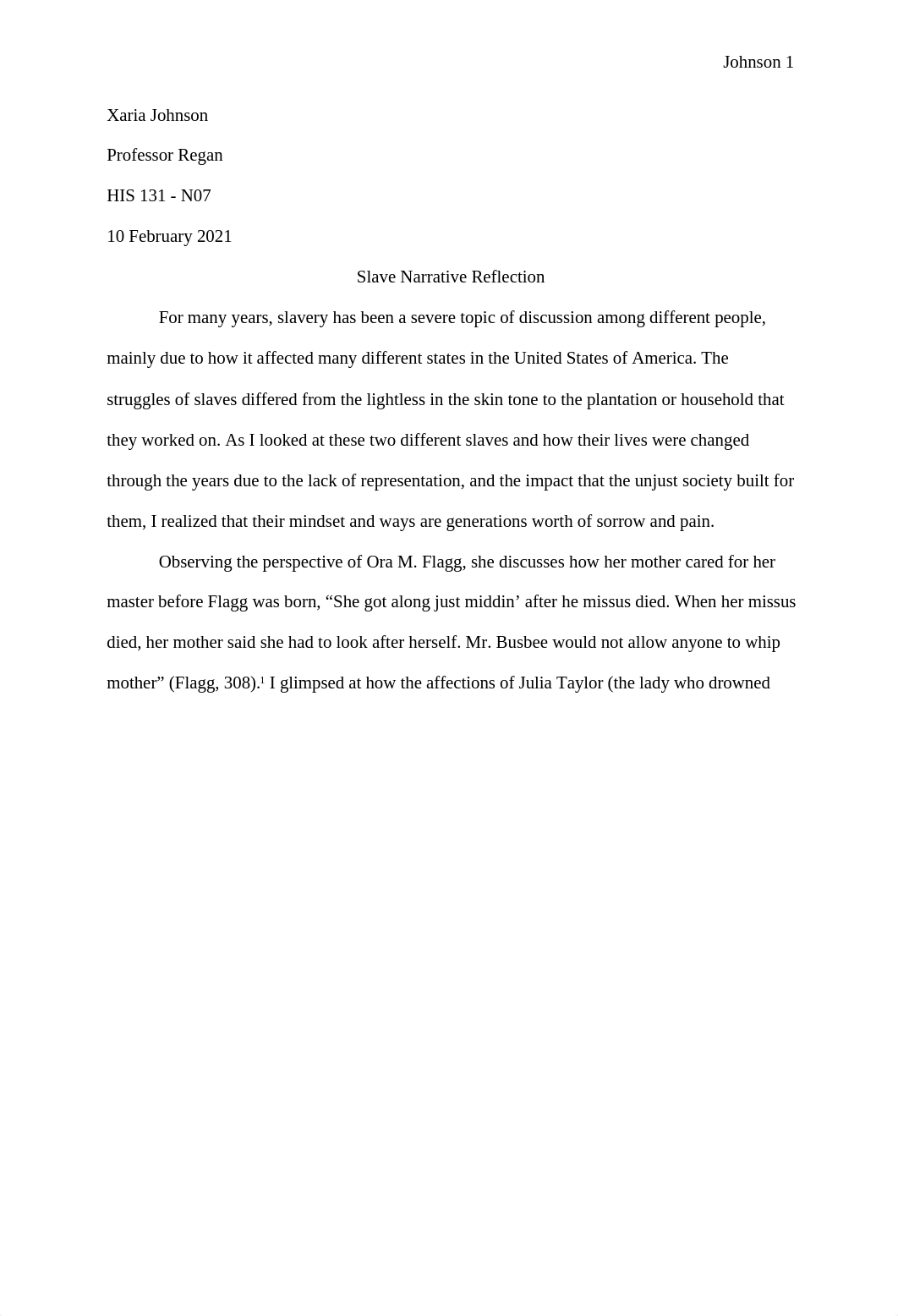 Slave Narrative Reflection - HIS 131.docx_dxps1ey0wco_page1