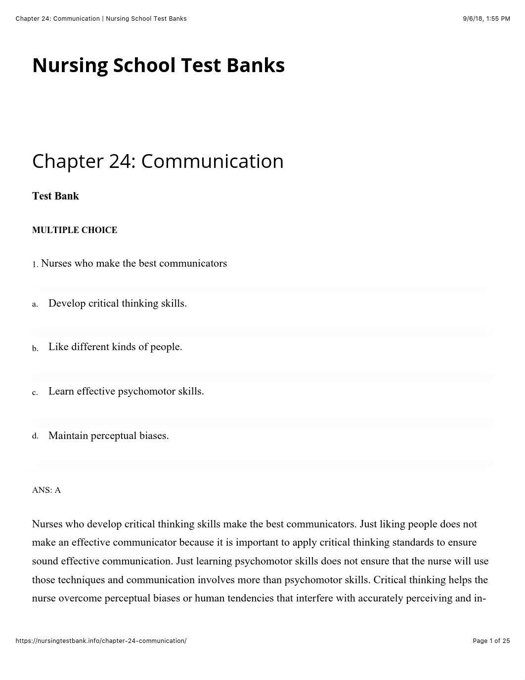 Chapter 24: Communication | Nursing School Test Banks.pdf_dxpy7ubk0hg_page1